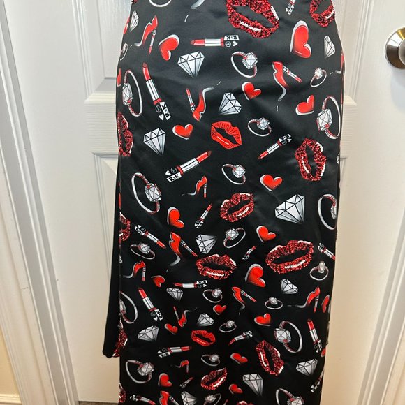 Rock ‘N Karma satin front red and black skirt XL - posh and playful dressing!!! - Picture 4 of 12